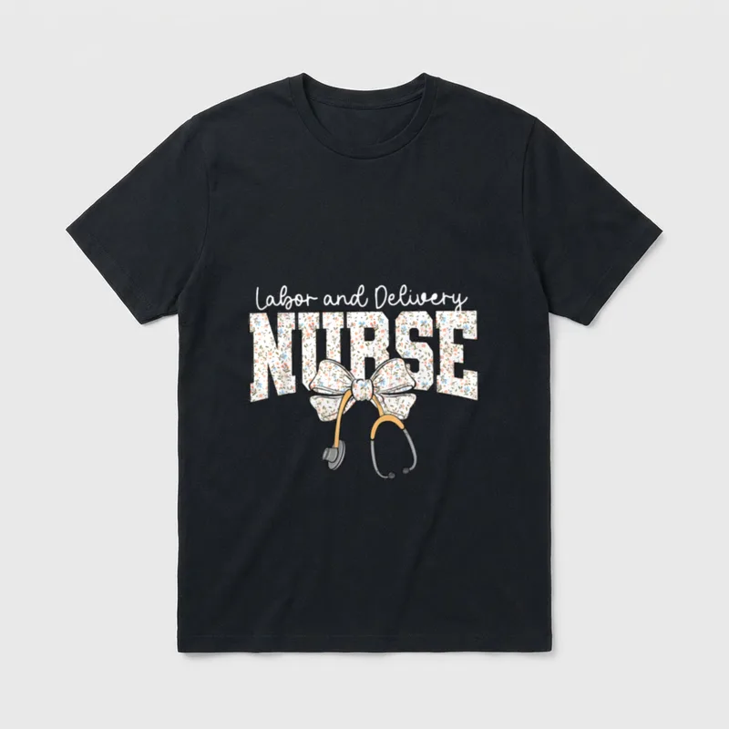 Labor and Delivery Nurse Stethoscope Coquette T-Shirt – Classic T-Shirt in Black
