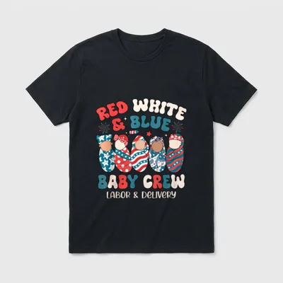 Red White Blue Baby Crew Labor T-Shirt – Classic T-Shirt in Black