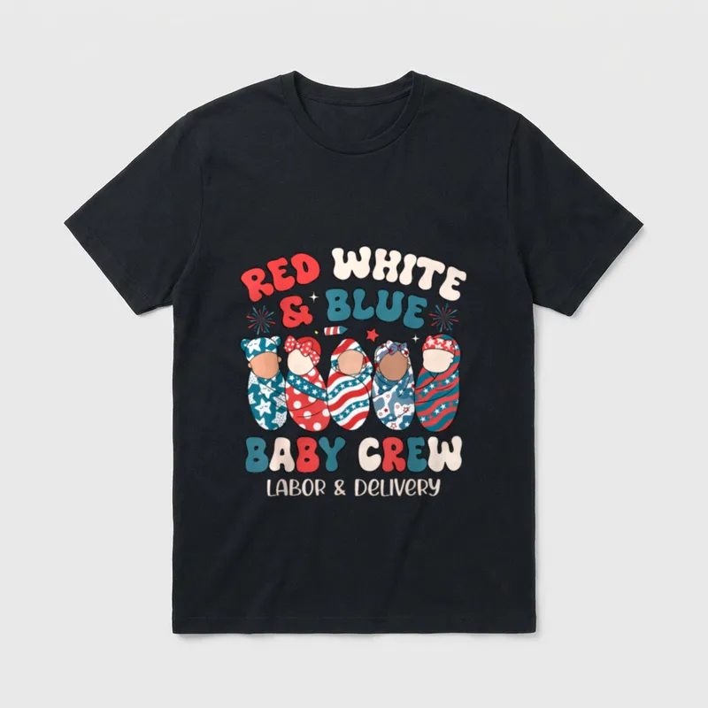 Red White Blue Baby Crew Labor T-Shirt – Classic T-Shirt in Black