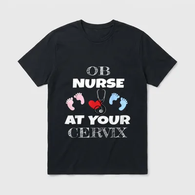 OB Nurse at Your Cervix Baby T-Shirt – Classic T-Shirt in Black