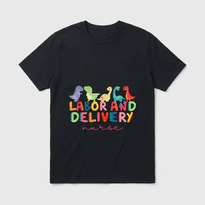 Labor and Delivery Nurse Dinosaur L T-Shirt – Classic T-Shirt in Black