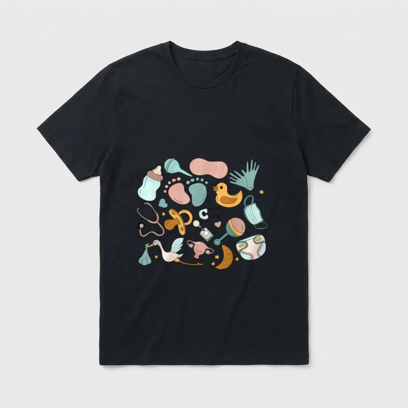 Retro Labor and Delivery Nurse Registered T-Shirt – Classic T-Shirt in Black