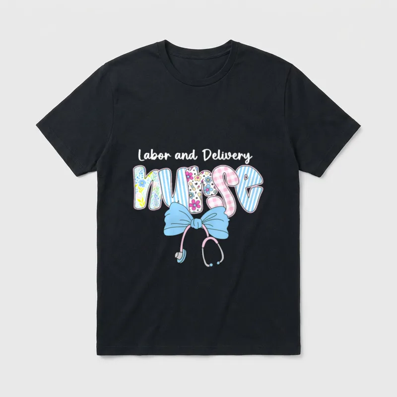Labor and Delivery Nurse Life Coquette T-Shirt – Classic T-Shirt in Black