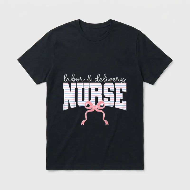 Swaddle Stripes Labor and Delivery Nurse T-Shirt – Classic T-Shirt in Black