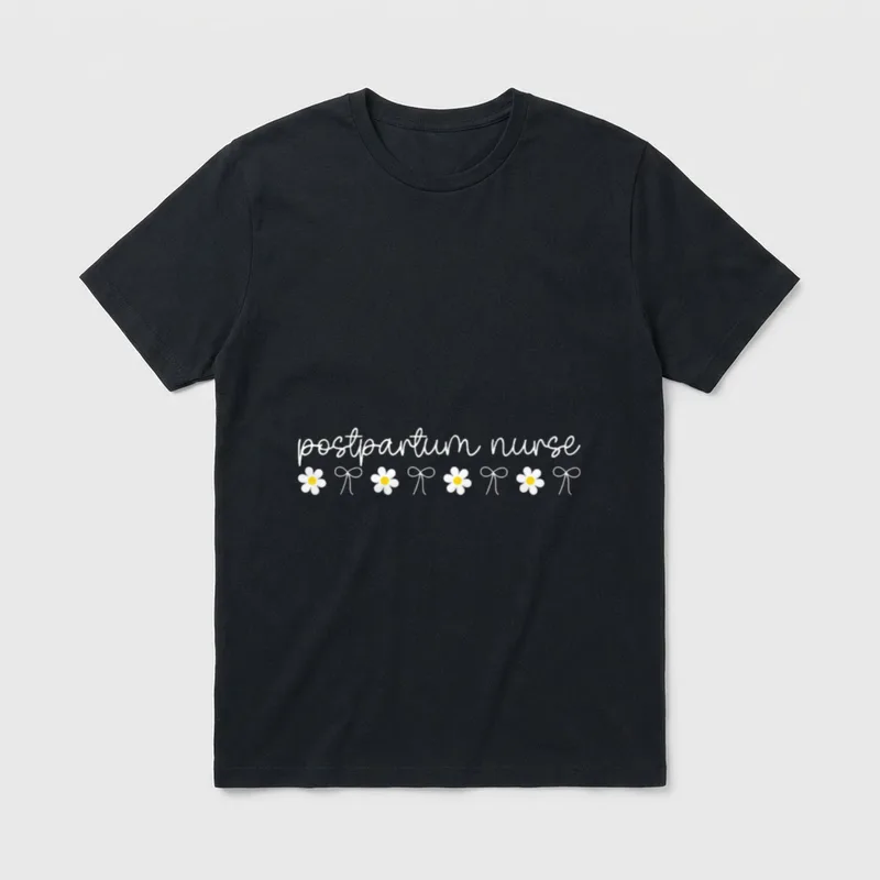 Daisy Floral Postpartum Nurse L D T-Shirt – Classic T-Shirt in Black