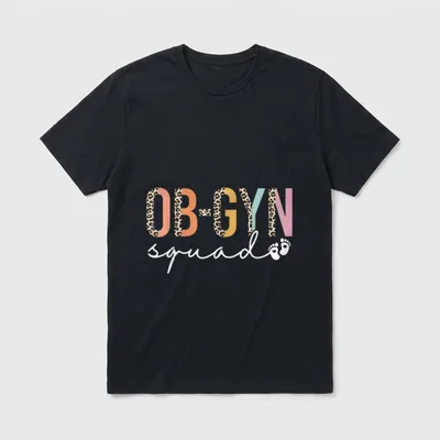 Ob-Gyn Squad Obstetrician Gynecologist Nurse OB T-Shirt – OB-GYN squad with two baby footprints – Classic T-Shirt in Black