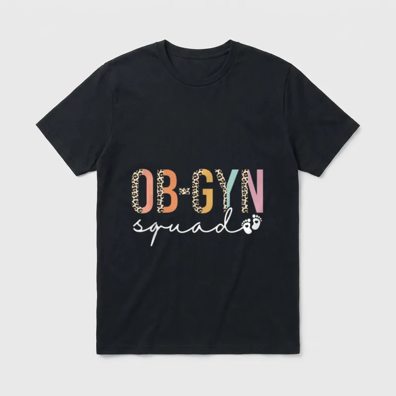 Ob-Gyn Squad Obstetrician Gynecologist Nurse OB T-Shirt – OB-GYN squad with two baby footprints – Classic T-Shirt in Black