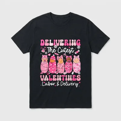 Delivering the Cutest Little Valentines Labor T-Shirt – Classic T-Shirt in Black