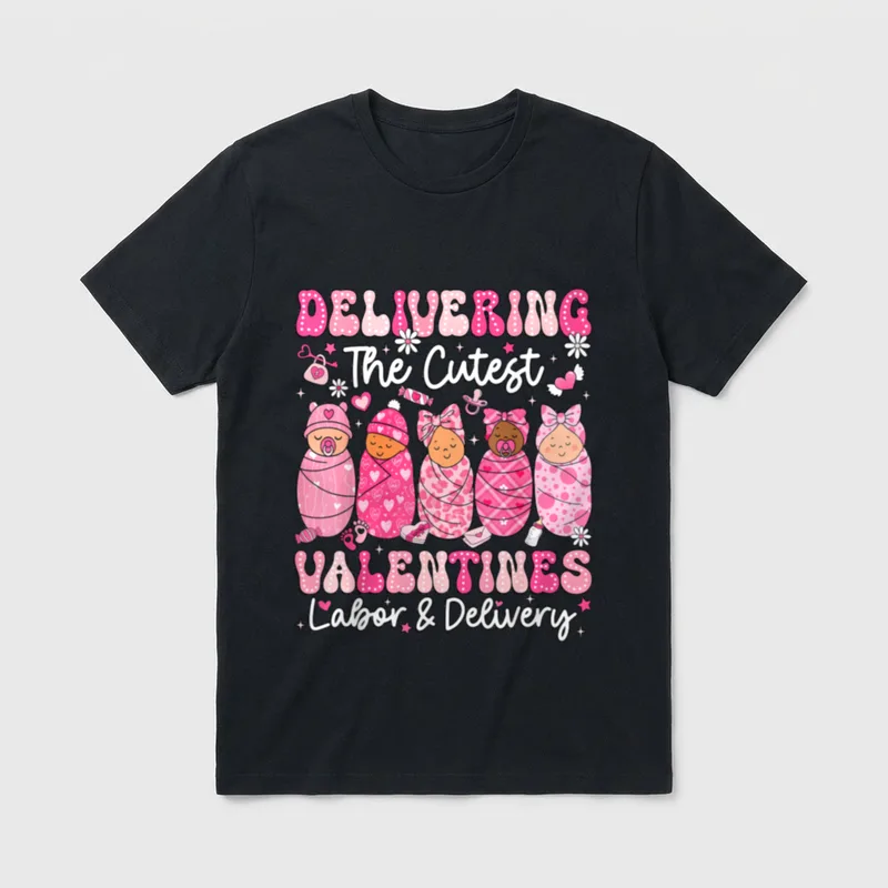 Delivering the Cutest Little Valentines Labor T-Shirt – Classic T-Shirt in Black
