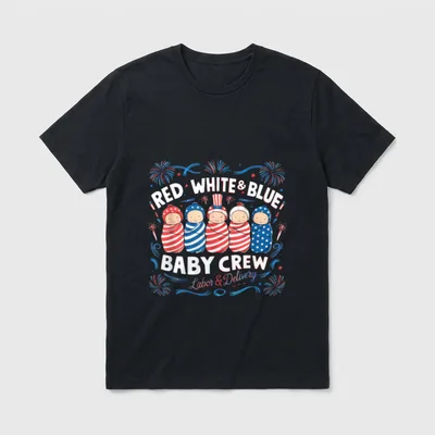 Red White Blue Labor and Delivery T-Shirt – Classic T-Shirt in Black