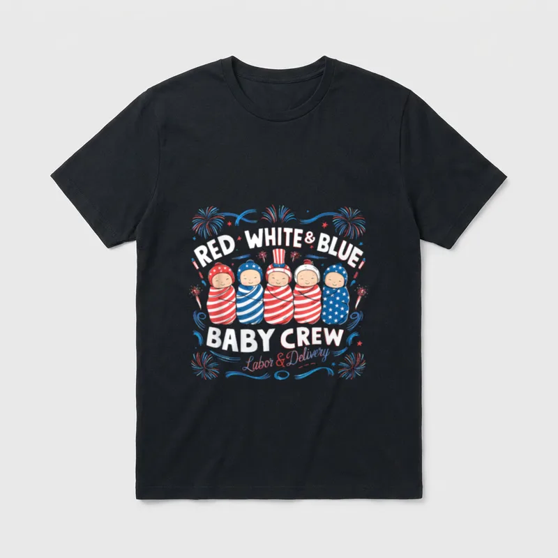 Red White Blue Labor and Delivery T-Shirt – Classic T-Shirt in Black