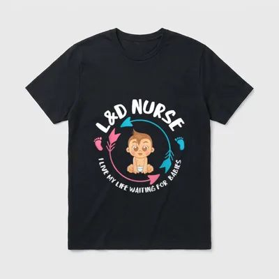 L D Nurse Babiess Newborn Labor T-Shirt – L&D Nurse I Live My Life Waiting For Babies – Classic T-Shirt in Black