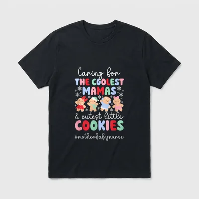 Little Cookies Mother Baby Nurse Christmas T-Shirt – Classic T-Shirt in Black