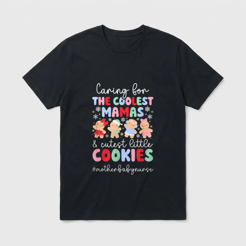 Little Cookies Mother Baby Nurse Christmas T-Shirt – Classic T-Shirt in Black