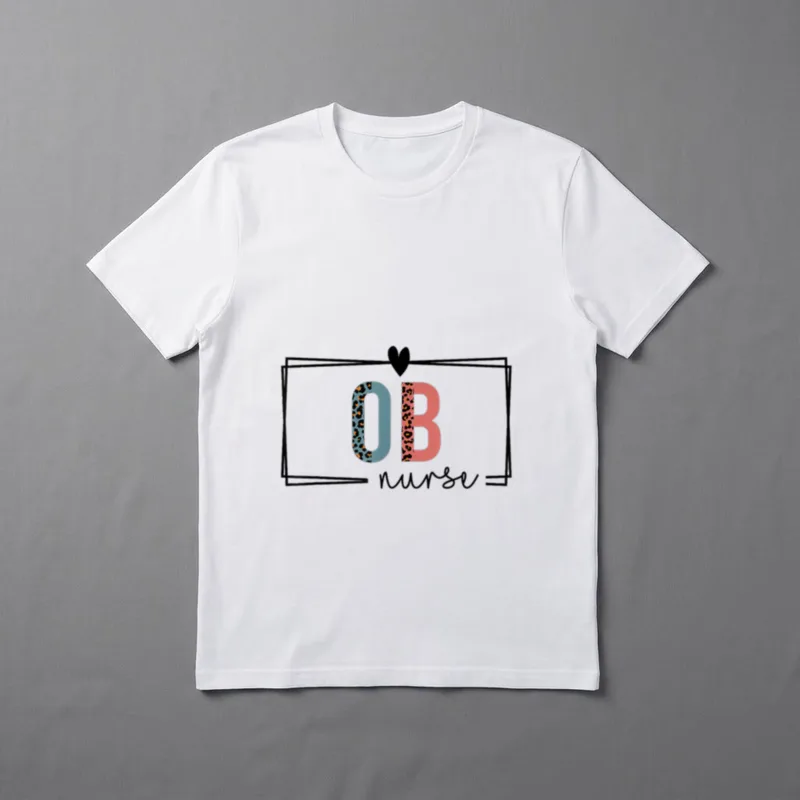 OB Nurse Obstetrics Nurses Day T-Shirt – OB nurse text in split leopard print and script font – Classic T-Shirt in Black