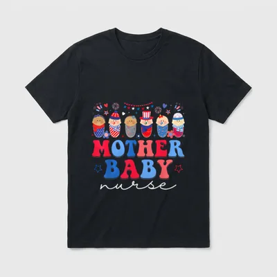 Mother Baby Nurse 4th of July T-Shirt – Classic T-Shirt in Black