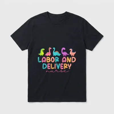 Labor and Delivery Nurse Cute Dinosaur T-Shirt – Classic T-Shirt in Black