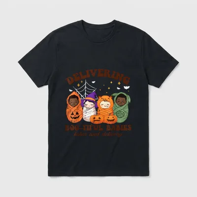 Delivering Bootiful Babies Halloween Labor Delivery T-Shirt – Classic T-Shirt in Black