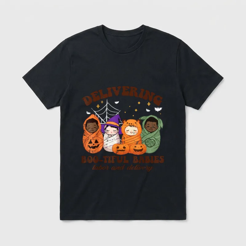 Delivering Bootiful Babies Halloween Labor Delivery T-Shirt – Classic T-Shirt in Black