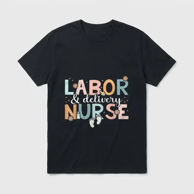 Labor Delivery Nurse Leopard Rainbow Nursing T-Shirt – Classic T-Shirt in Black
