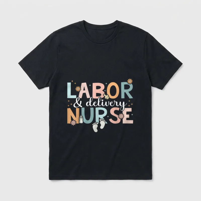 Labor Delivery Nurse Leopard Rainbow Nursing T-Shirt – Classic T-Shirt in Black