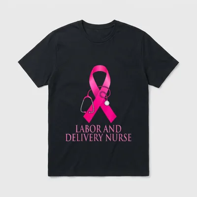 Labor Delivery Nurse Stethoscope Pink Heart T-Shirt – Classic T-Shirt in Black