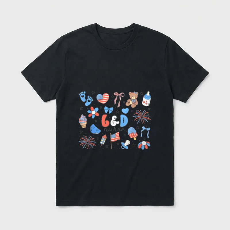 Labor and Delivery Nurse Bear 4th T-Shirt – Classic T-Shirt in Black