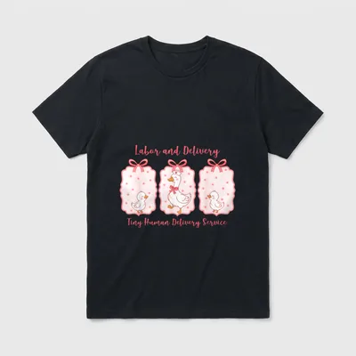 Labor Delivery L D Nurse Goose T-Shirt – Labor and Delivery Tiny Human Delivery Service – Classic T-Shirt in Black