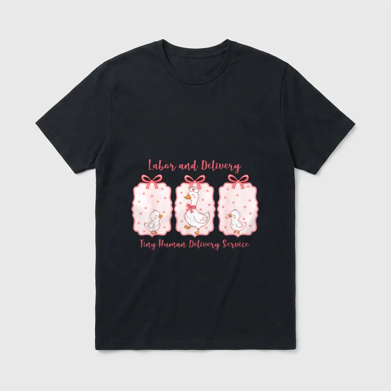 Labor Delivery L D Nurse Goose T-Shirt – Labor and Delivery Tiny Human Delivery Service – Classic T-Shirt in Black