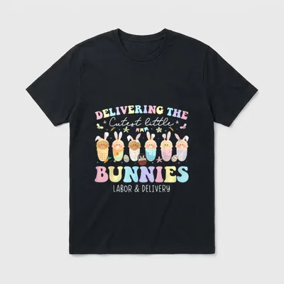 Cutest Bunnies Easter Labor Delivery Delivering T-Shirt – Classic T-Shirt in Black