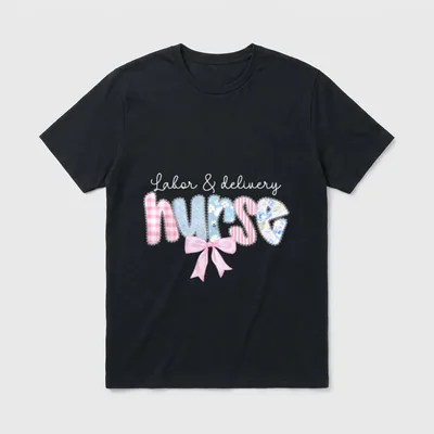 Labor Delivery Nurse Coquette Bow Mother T-Shirt – Classic T-Shirt in Black