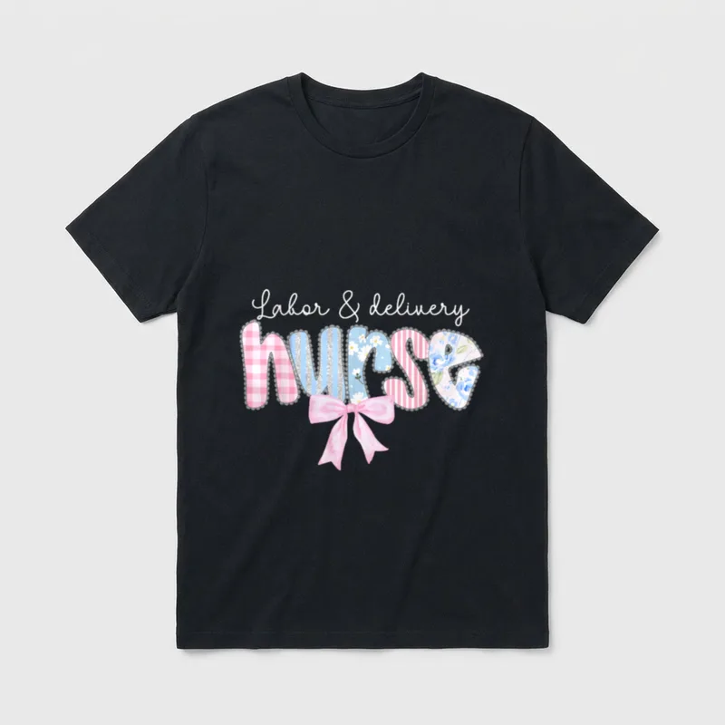 Labor Delivery Nurse Coquette Bow Mother T-Shirt – Classic T-Shirt in Black