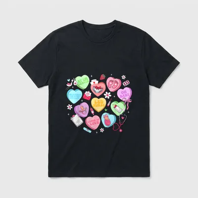 Valentine Labor and Delivery Nurse Heart T-Shirt – Classic T-Shirt in Black