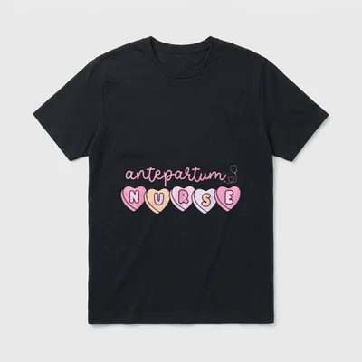 Valentine Antepartum Nurse Obstetrics Mother Baby T-Shirt – Classic T-Shirt in Black