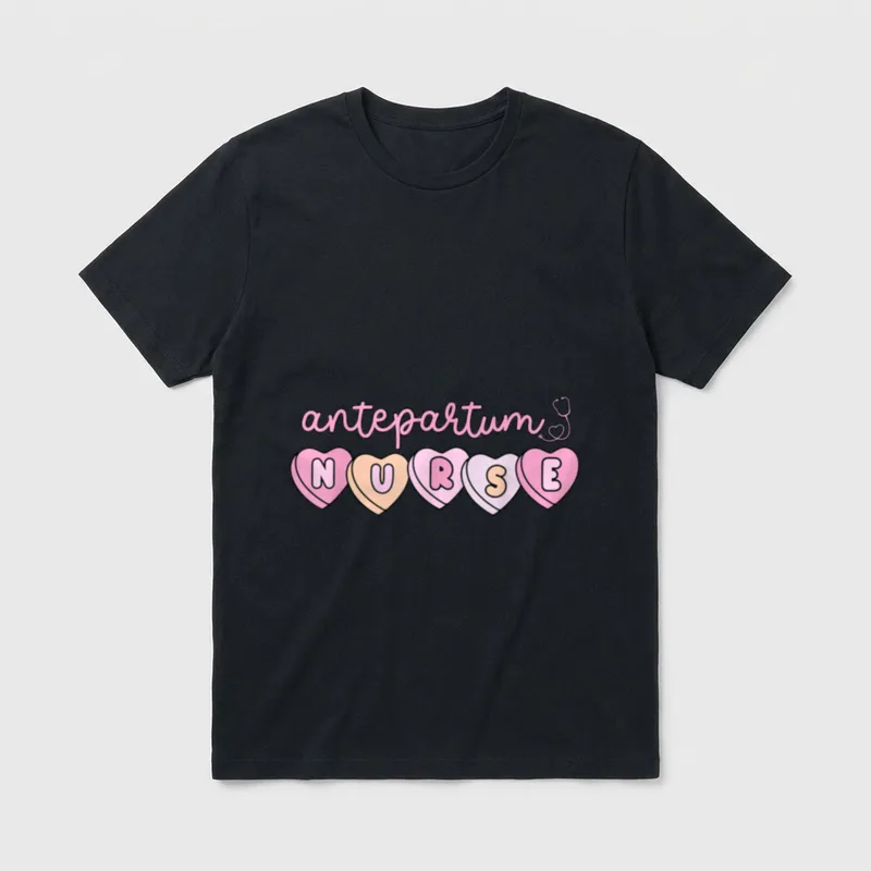 Valentine Antepartum Nurse Obstetrics Mother Baby T-Shirt – Classic T-Shirt in Black