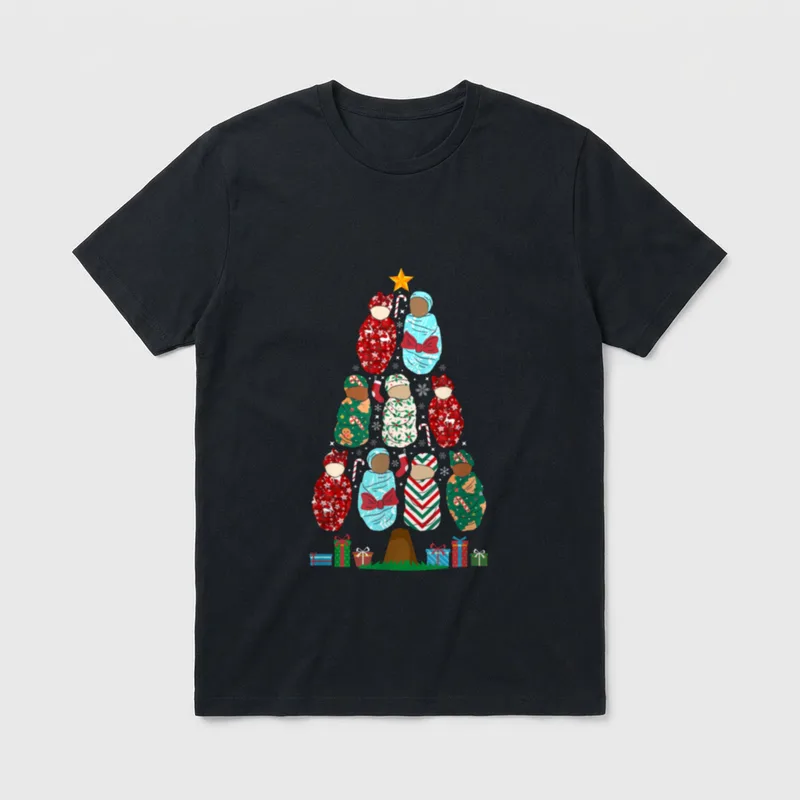 Mother Baby Nurse Christmas Tree Mom T-Shirt – Classic T-Shirt in Black