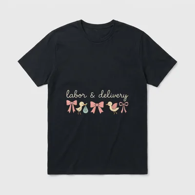 Labor Delivery Nurse Coquette Baby Bow T-Shirt – Classic T-Shirt in Black