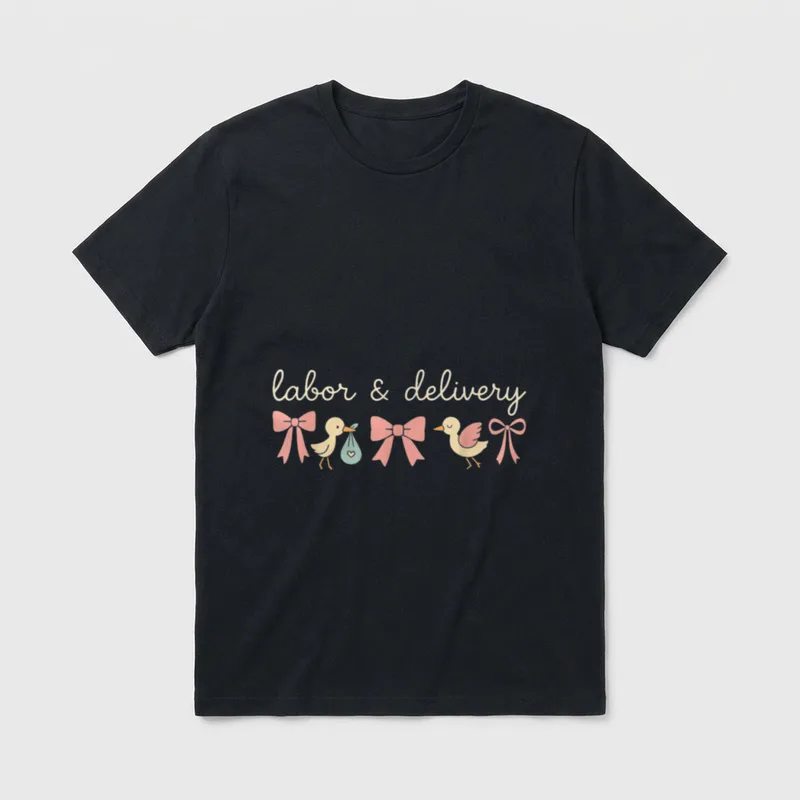 Labor Delivery Nurse Coquette Baby Bow T-Shirt – Classic T-Shirt in Black