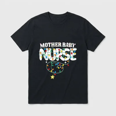 Mother Baby Nurse Christmas Postpartum Nursing T-Shirt – Classic T-Shirt in Black