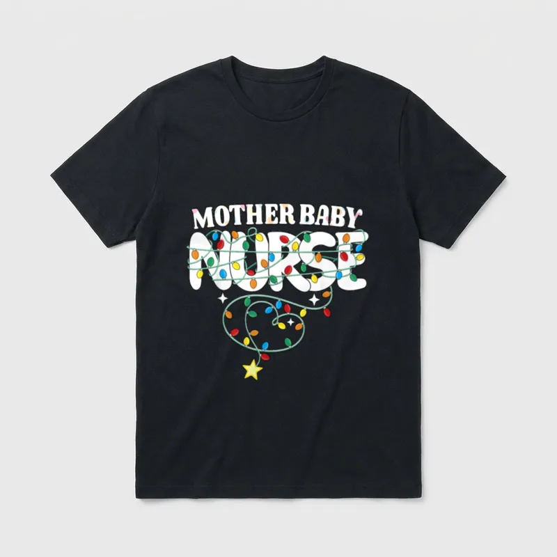 Mother Baby Nurse Christmas Postpartum Nursing T-Shirt – Classic T-Shirt in Black