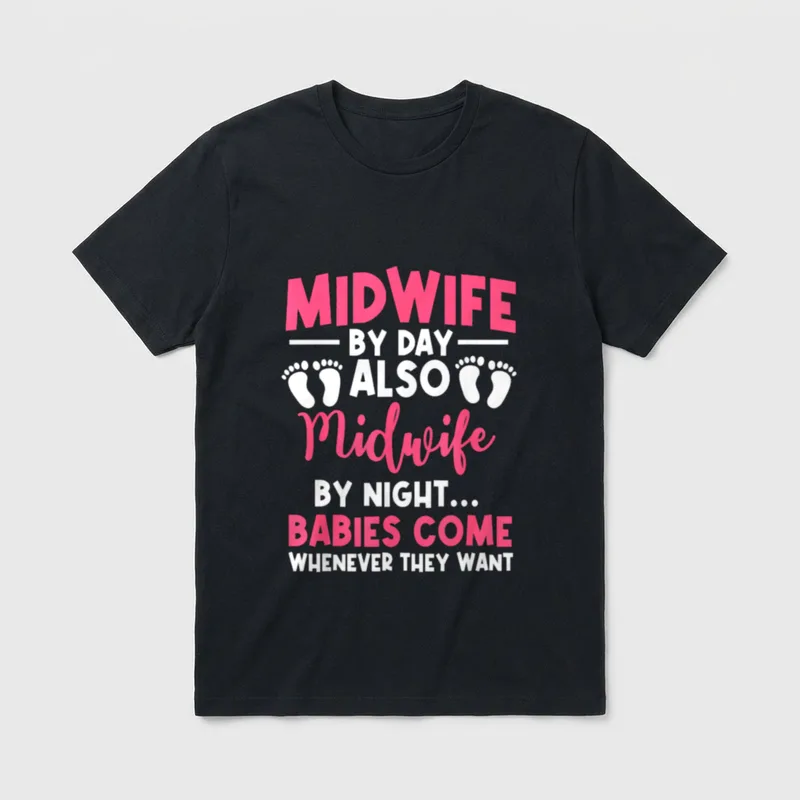 Day Night Labour Birth Obstetrician Nursing T-Shirt – Classic T-Shirt in Black