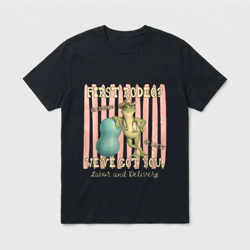 Labor and Delivery Nurse Cowboy Frog T-Shirt – Classic T-Shirt in Black