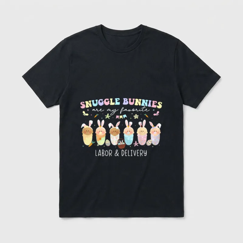Bunnies Are My Favorite Easter Labor T-Shirt – Classic T-Shirt in Black