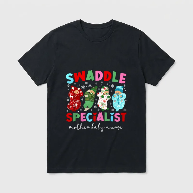 Mother Baby Nurse Christmas Postpartum Xmas T-Shirt – Classic T-Shirt in Black