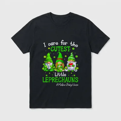 Gnomes Mother Baby Nurse St Patrick's T-Shirt – Classic T-Shirt in Black