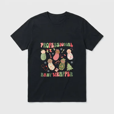Professional Baby Wrapper Christmas Labor Delivery T-Shirt – Classic T-Shirt in Black