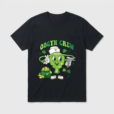 St Patrick's Day OBGYN Crew Nurse T-Shirt – Classic T-Shirt in Black