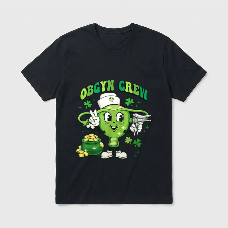 St Patrick's Day OBGYN Crew Nurse T-Shirt – Classic T-Shirt in Black