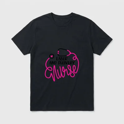 L D Nursing Department RN T-Shirt – LABOR AND DELIVERY Nurse with stethoscope and heart – Classic T-Shirt in Black