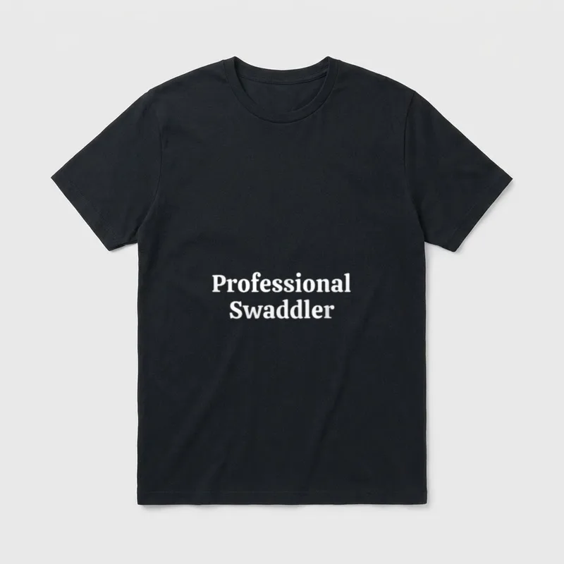 Labor and Delivery Nurse T-Shirt – “Professional Swaddler” in white serif lettering – Classic T-Shirt in Black